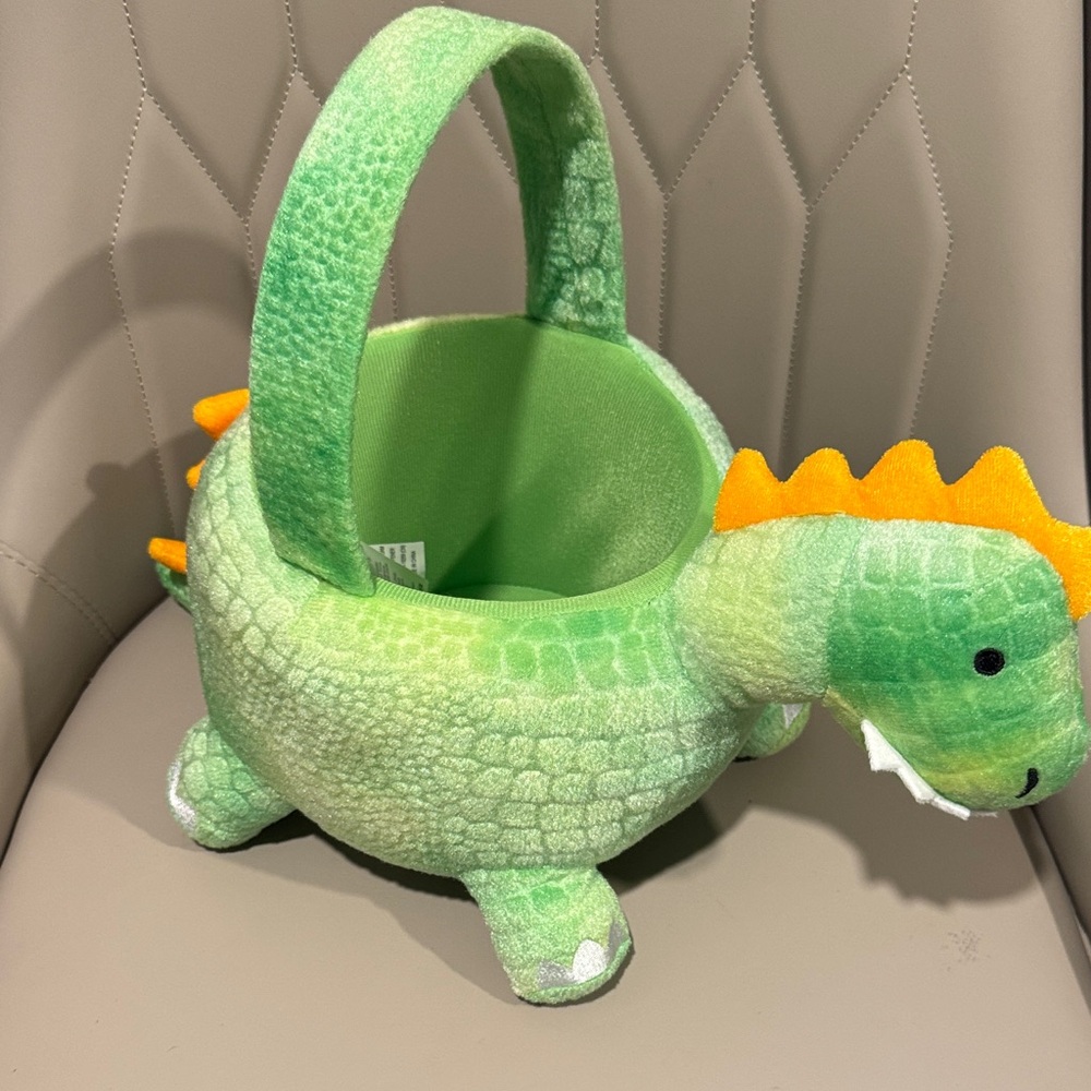 Green Dinosaur Plush Basket Halloween basket